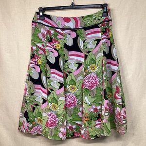 Tribal A-line Pleated Floral Skirt Sz 6